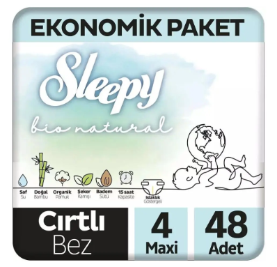 Sleepy Bio Natural No:4 Maxi 48 Adet Bebek Bezi