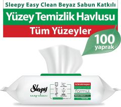 Sleepy Easy Clean Beyaz Sabun Katkılı Yüzey Temizlik Havlusu, 100 Yaprak