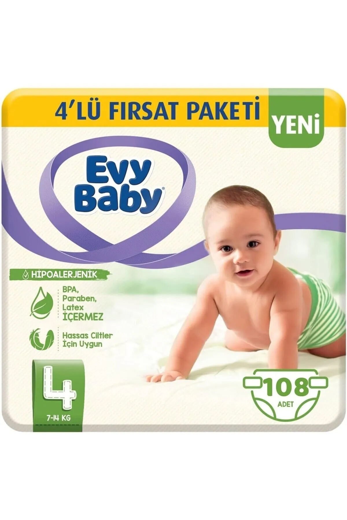 Evy Babyi 4 Beden Maxi 108 Adet Hipoalerjenik Bebek Bezi