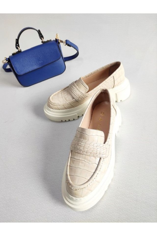 KADIN HAKİKİ DERİ KROKO MOKASEN