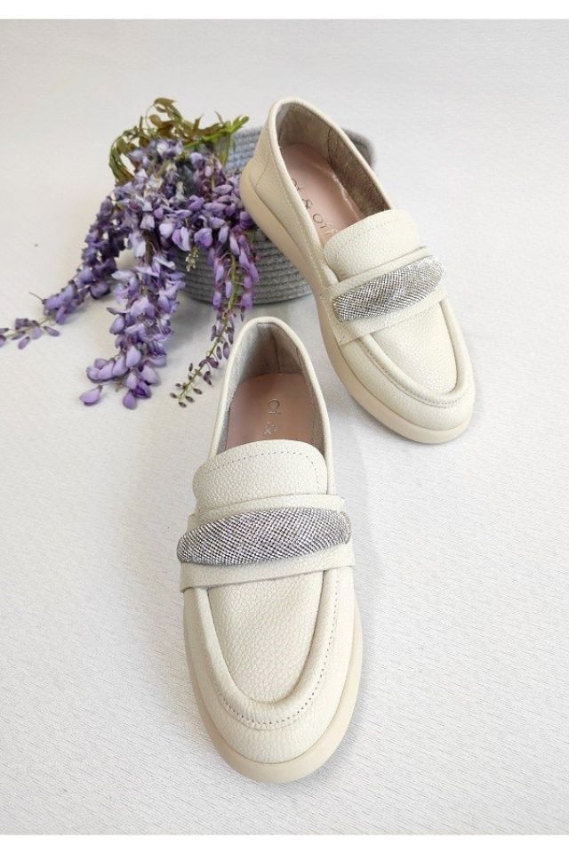 Kadın Hakiki Deri Taş Detay Loafer