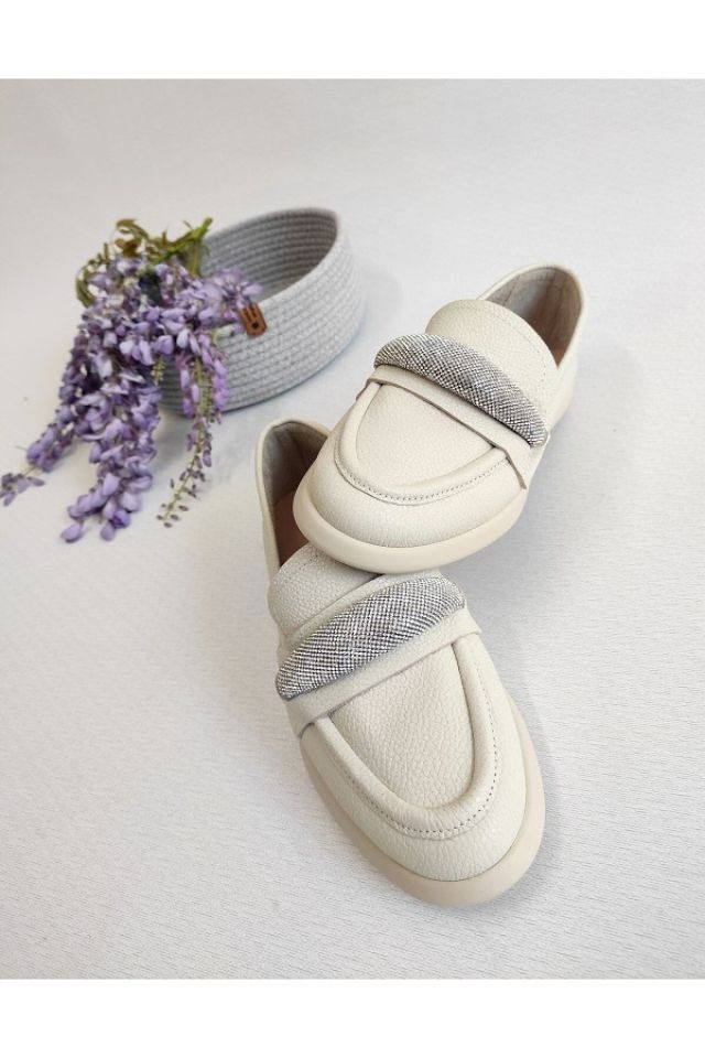 Kadın Hakiki Deri Taş Detay Loafer