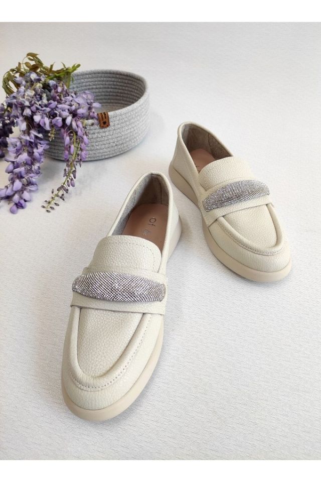 Kadın Hakiki Deri Taş Detay Loafer