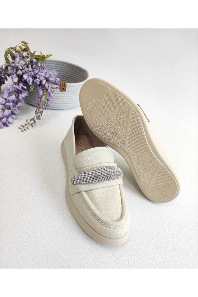 Kadın Hakiki Deri Taş Detay Loafer