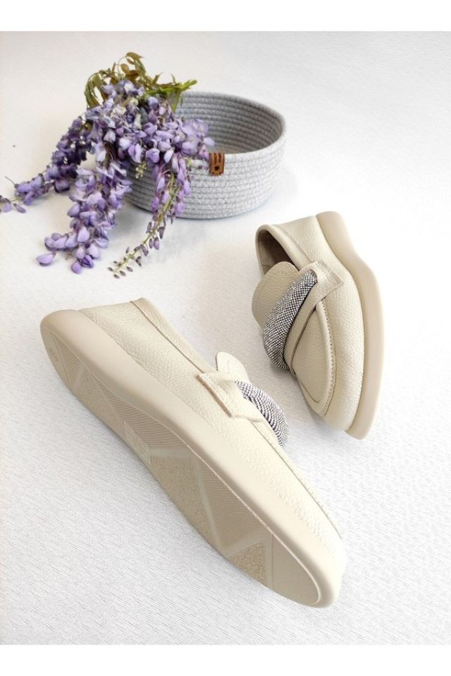 Kadın Hakiki Deri Taş Detay Loafer