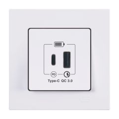 Eqona 2 Çıkışlı USB Şarj Prizi, Type C + Type A, 20W, Beyaz
