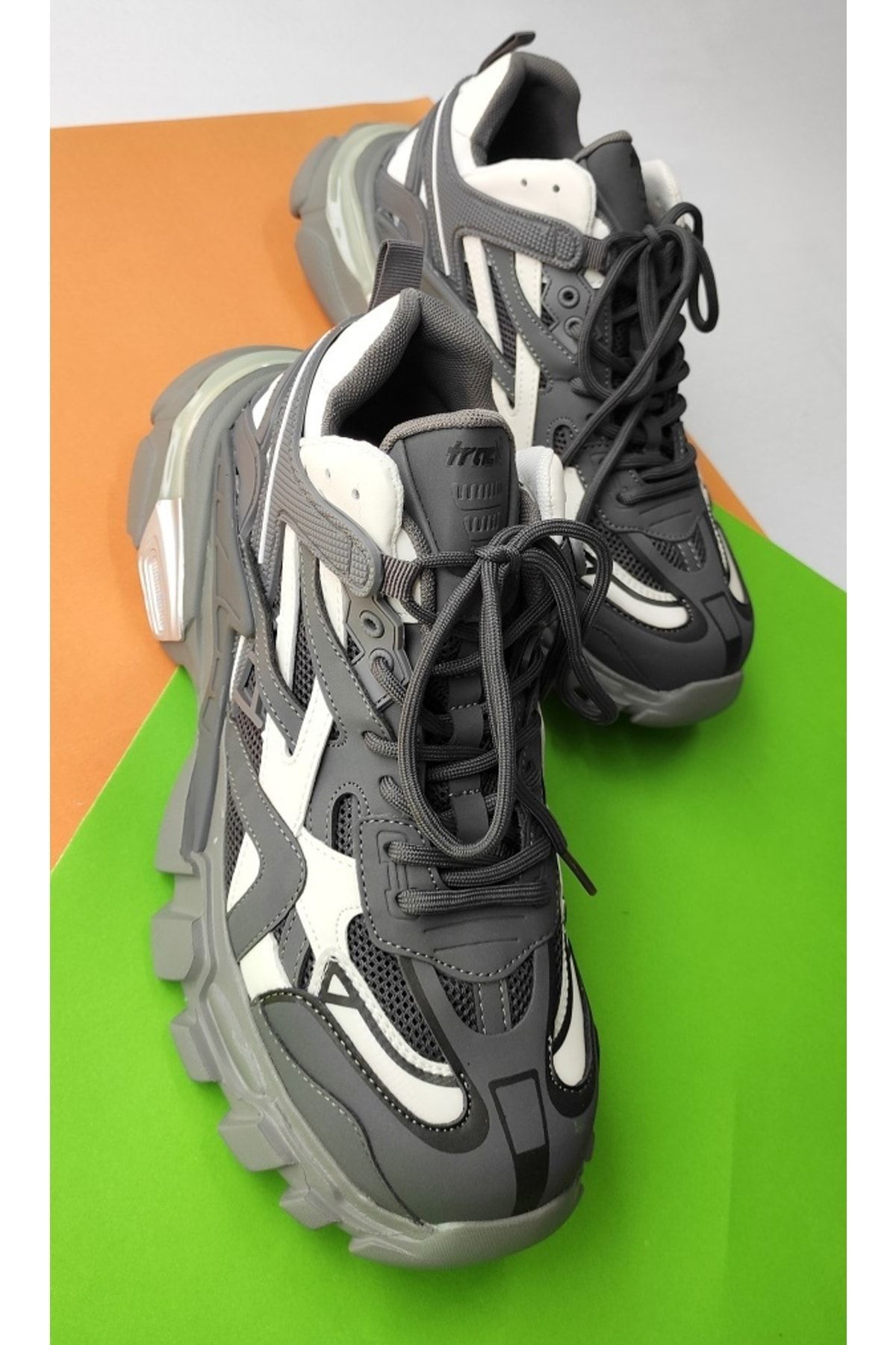 Gri - Erkek Hakiki Deri Sneaker