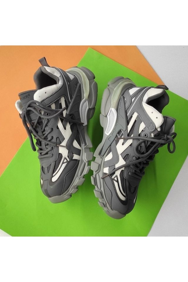 Gri - Erkek Hakiki Deri Sneaker