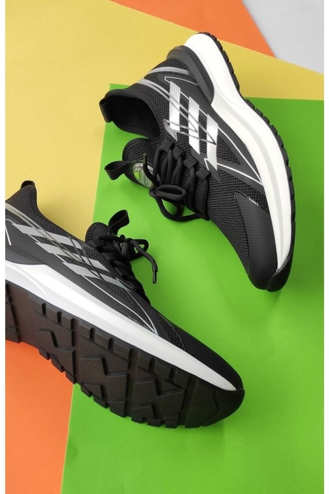 Siyah - Erkek Bağcık Detaylı Sneaker