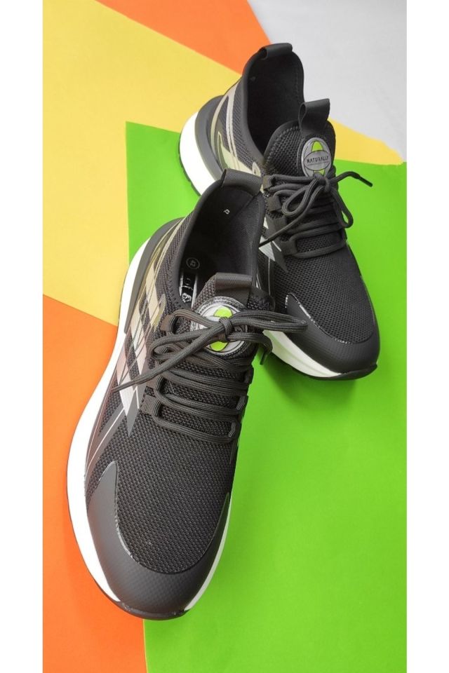 Siyah - Erkek Bağcık Detaylı Sneaker