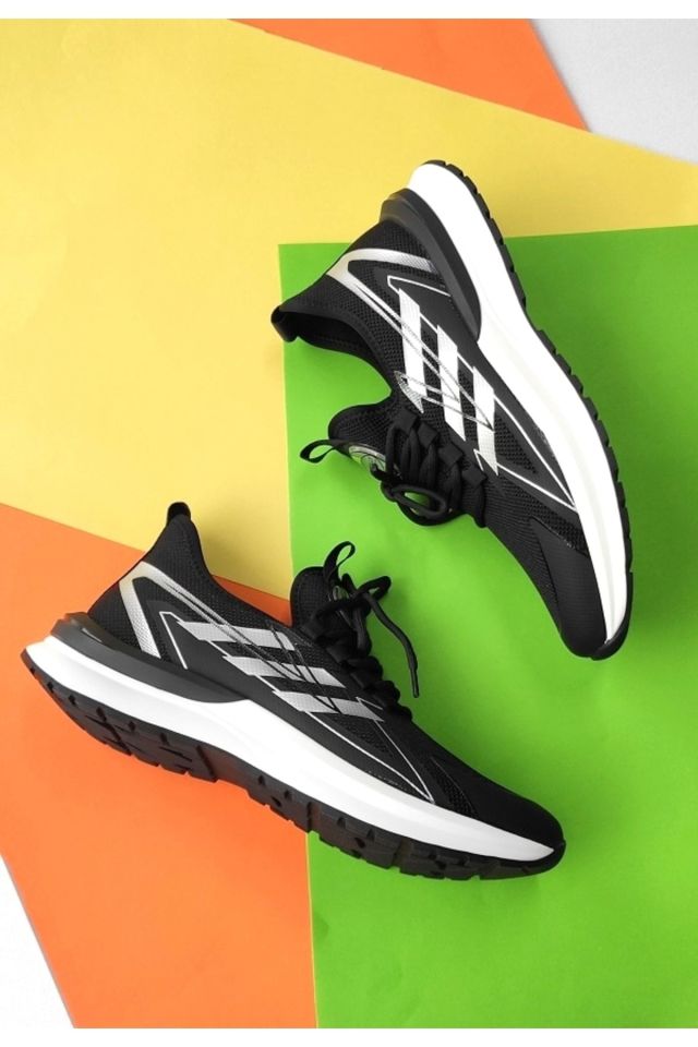 Siyah - Erkek Bağcık Detaylı Sneaker