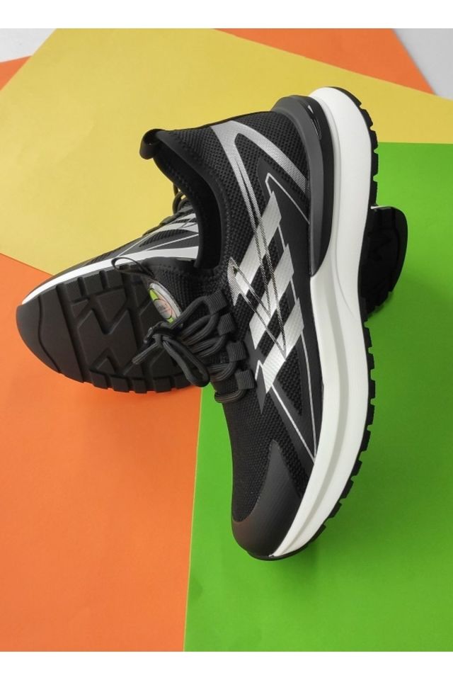 Siyah - Erkek Bağcık Detaylı Sneaker