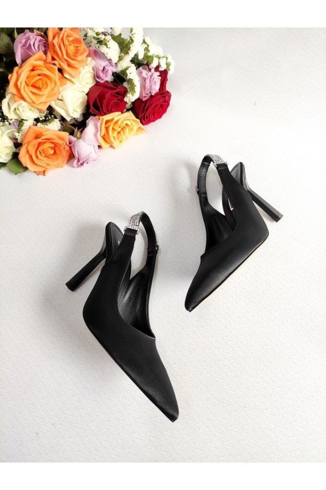 Kadın Saten Taş Detay Stiletto