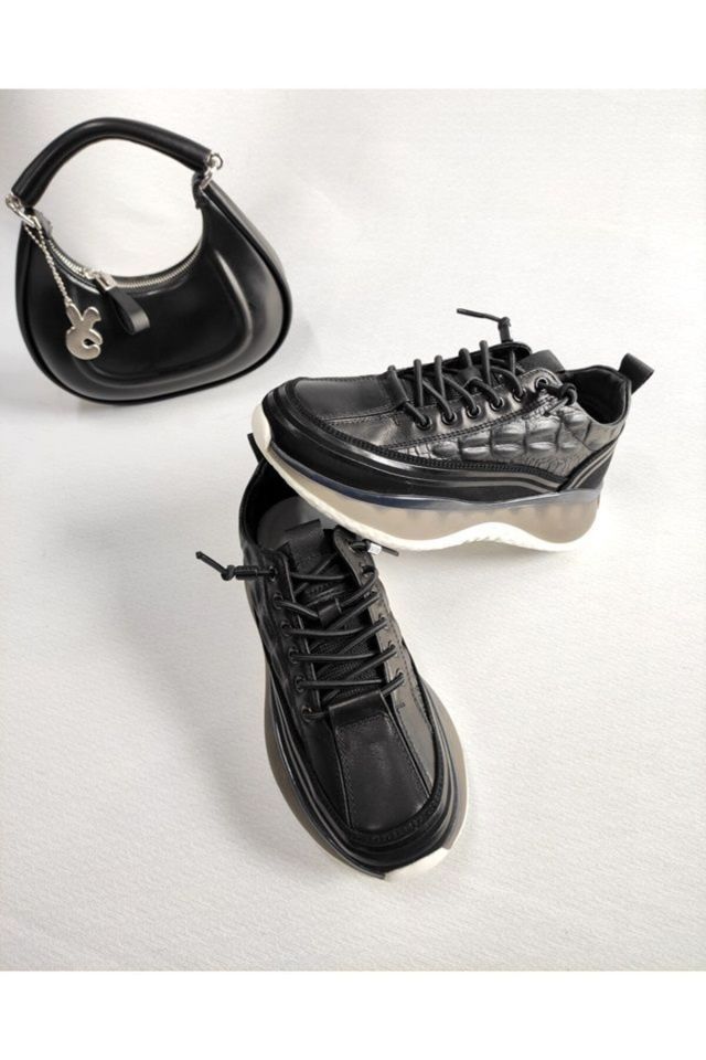KADIN KROKO DESEN HAKİKİ DERİ SNEAKER