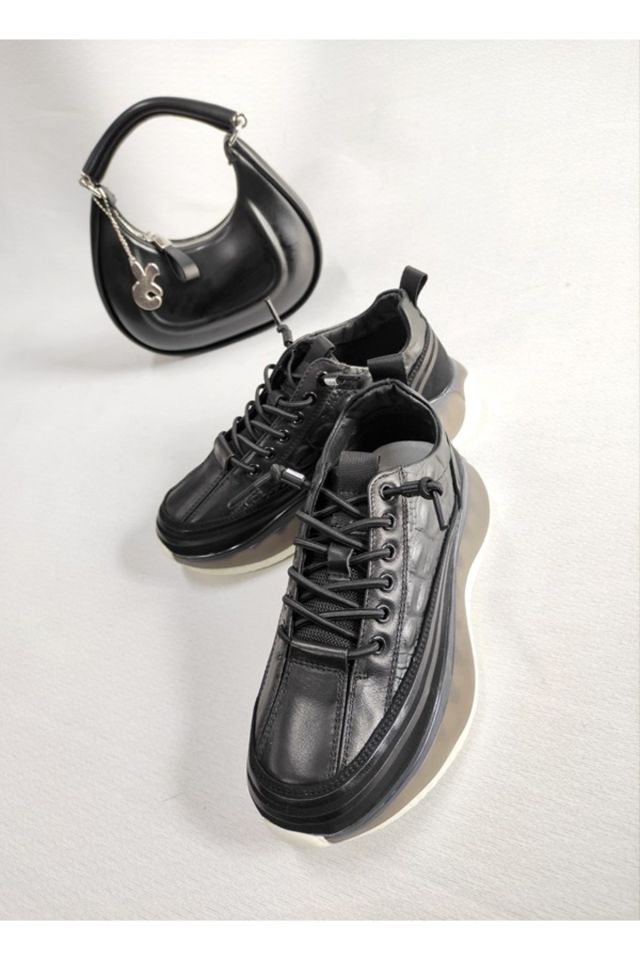 KADIN KROKO DESEN HAKİKİ DERİ SNEAKER