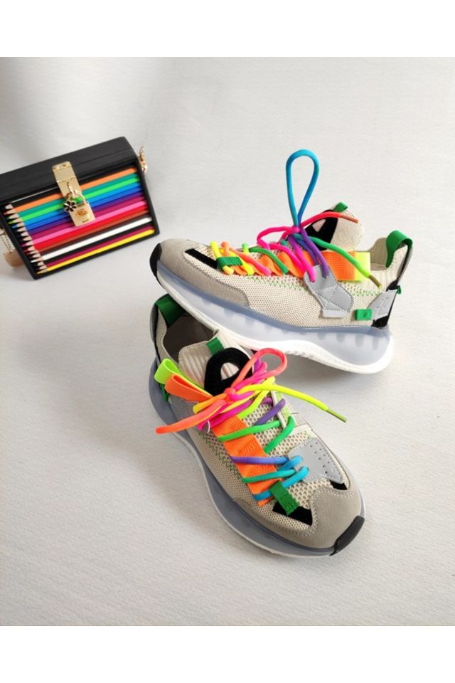 KADIN İTHAL RENKLİ BAĞCIKLI SNEAKER