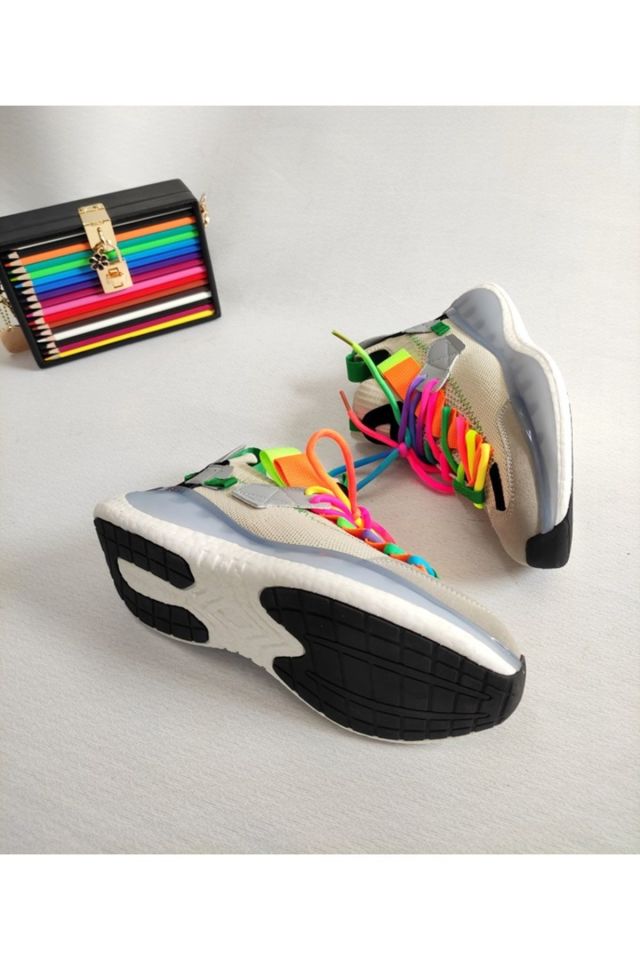 KADIN İTHAL RENKLİ BAĞCIKLI SNEAKER