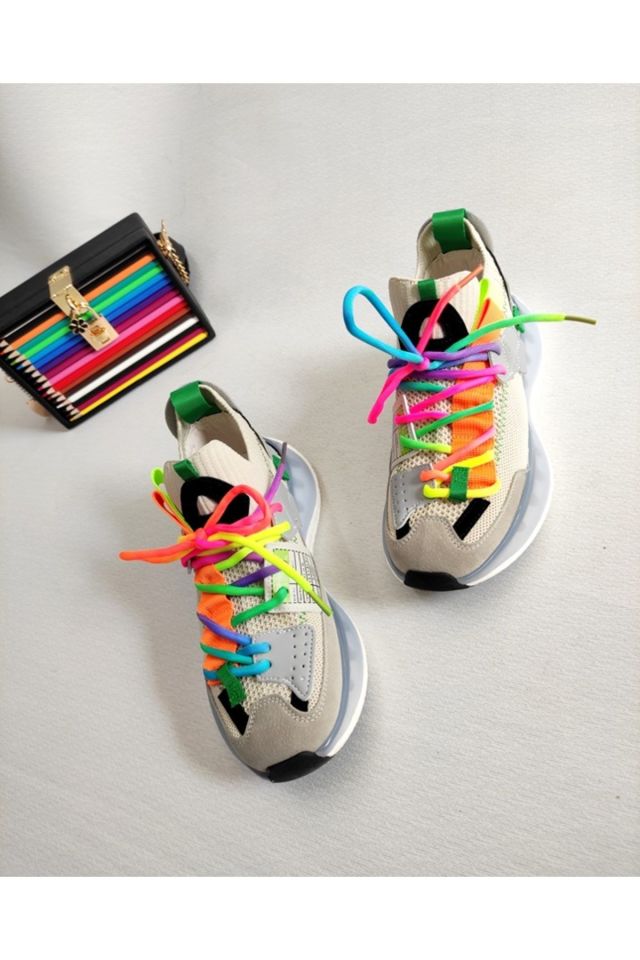 KADIN İTHAL RENKLİ BAĞCIKLI SNEAKER