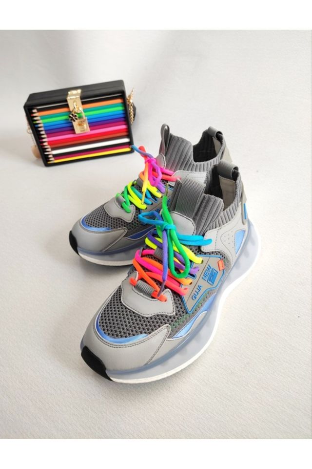 KADIN İTHAL RENKLİ BAĞCIKLI SNEAKER