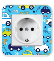 Radius Design Topraklı Priz, Fildişi Beyazı/Little Cars