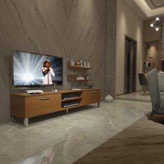 Decoraktiv Eko 4 Mdf Dvd Krom Ayaklı Tv Ünitesi Tv Sehpası