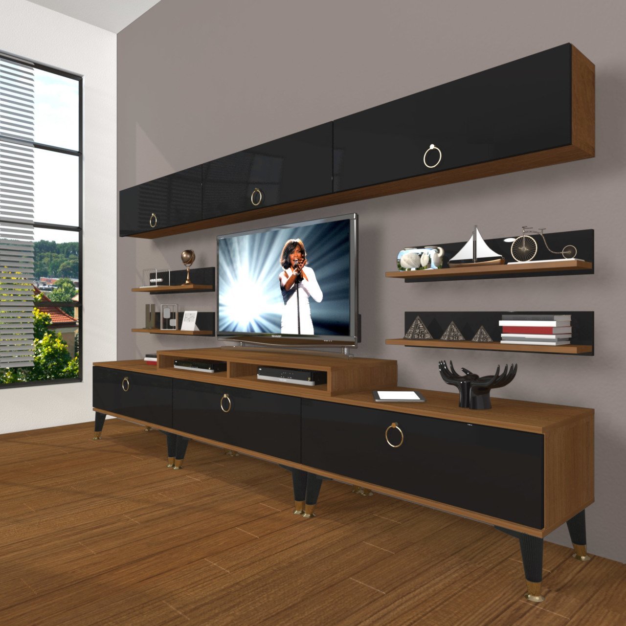 Decoraktiv Ekoflex 8Y Mdf Gold Tv Ünitesi Tv Sehpası