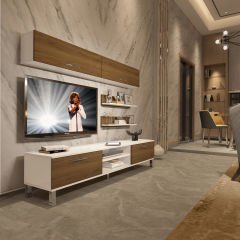 Decoraktiv Eko 5 Mdf Dvd Krom Ayaklı Tv Ünitesi Tv Sehpası