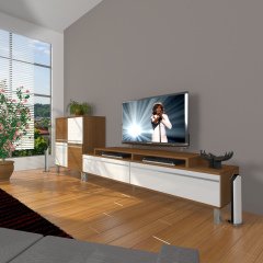 Decoraktiv Ekoflex On Mdf Krom Ayaklı Tv Ünitesi Tv Sehpası