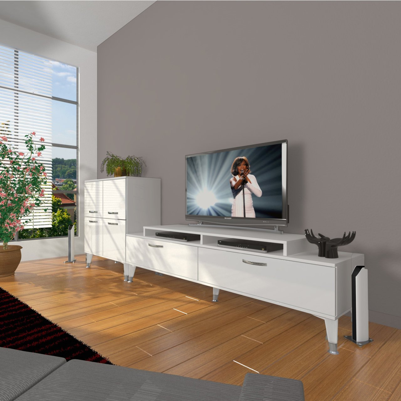 Decoraktiv Ekoflex On Slm Silver Tv Ünitesi Tv Sehpası