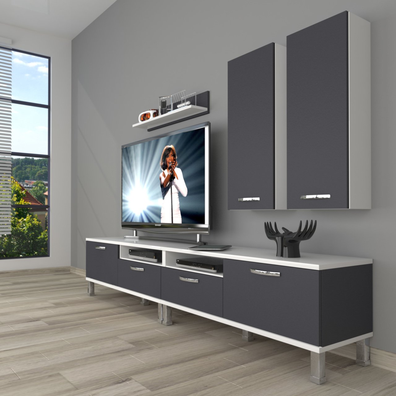 Decoraktiv Eko 5200D Mdf Krom Ayaklı Tv Ünitesi Tv Sehpası