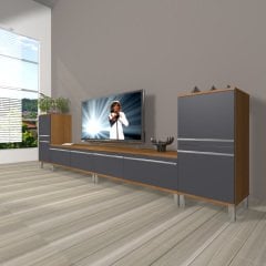 Decoraktiv Eko 9200T Mdf Krom Ayaklı Tv Ünitesi Tv Sehpası