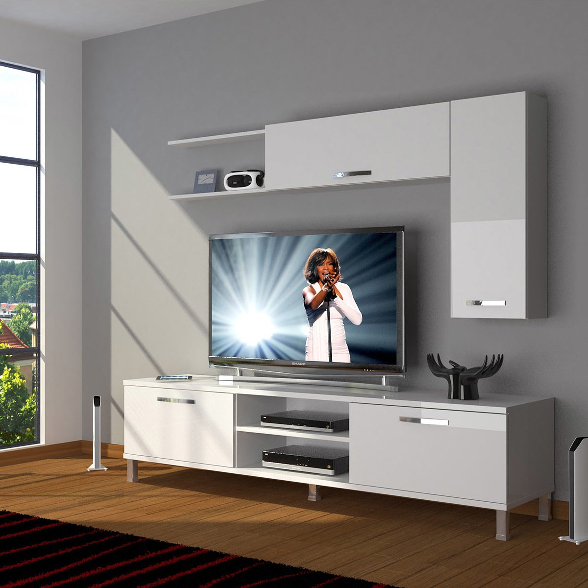 Decoraktiv Eko 5L Mdf Dvd Krom Ayaklı Tv Ünitesi Tv Sehpası