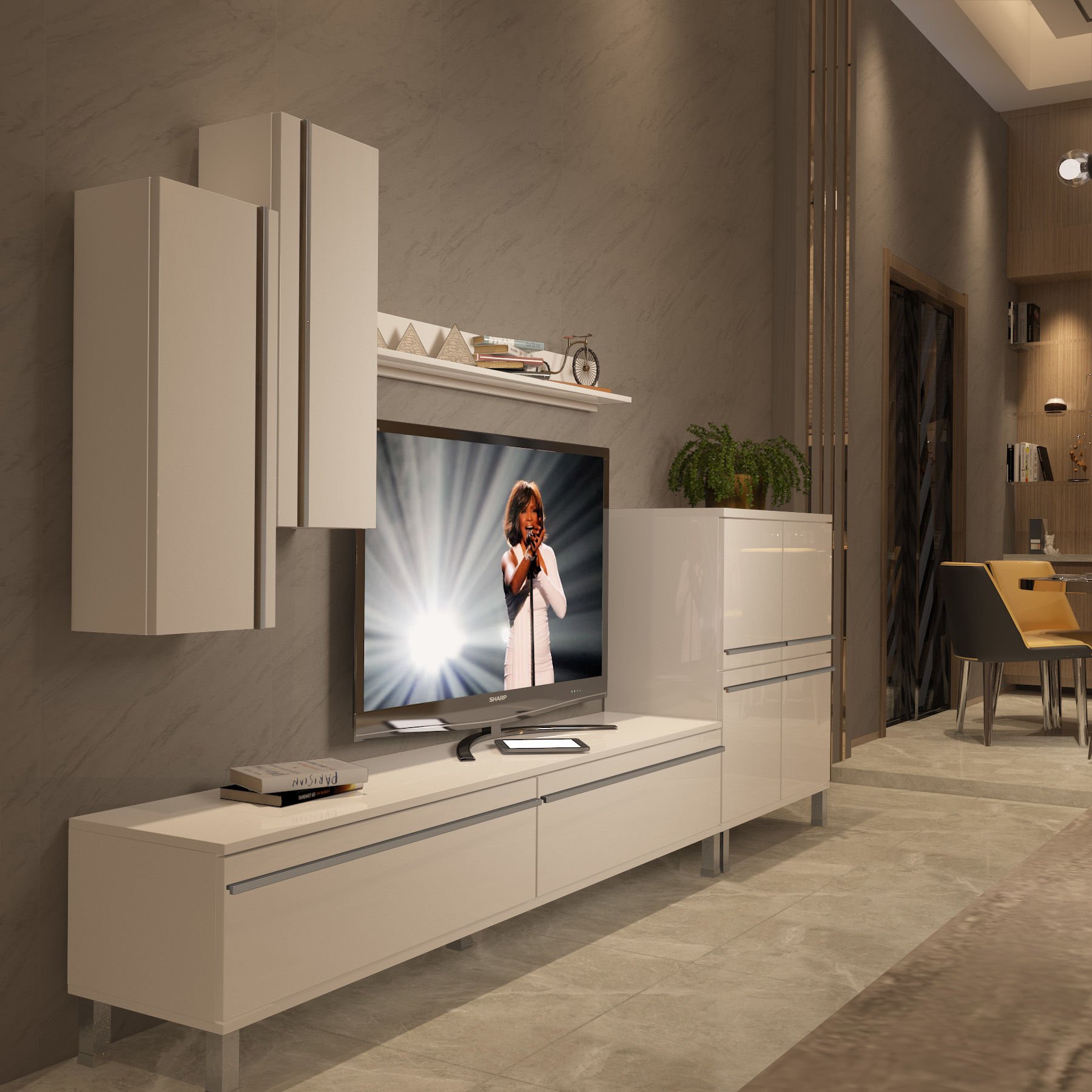 Decoraktiv Eko 6 Mdf Std Krom Ayaklı Tv Ünitesi Tv Sehpası