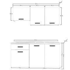 Decoraktiv Naturel 160 MDF Hazır Mutfak Dolabı Bordo - Beyaz