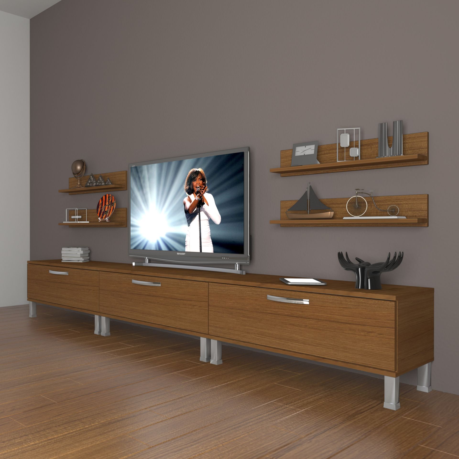 Decoraktiv Eko 270r Slm Krom Ayaklı Tv Ünitesi Tv Sehpası