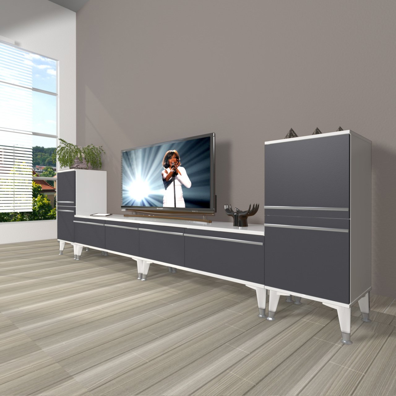 Decoraktiv Eko 9220T Mdf Silver Tv Ünitesi Tv Sehpası