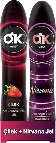 Okey Çilek Kayganlaştırıcı Jel Su Bazlı 100 ml + Okey Nirvana Uyarıcı Jel Su Bazlı