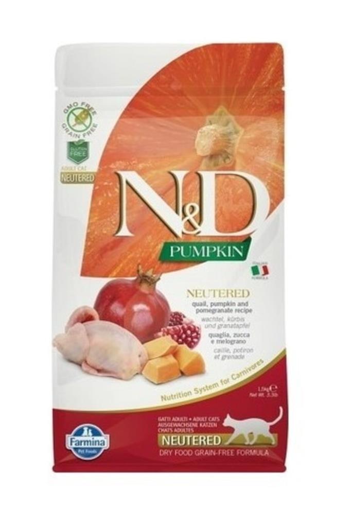 N&D Pumpkin Bıldırcın Etli Bal Kabaklı ve Narlı Tahılsız Kısırlaştırılmış Kedi Maması 5kg