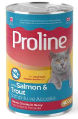 Prolıne Sos İçinde Et Parçacıklı Somonlu Ve Alabalıklı Yetişkin Kedi Maması 400 Gr