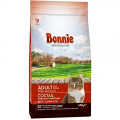 Bonnie Coctail Renkli Taneli Dana Etli Yetişkin Kedi Maması 500gr