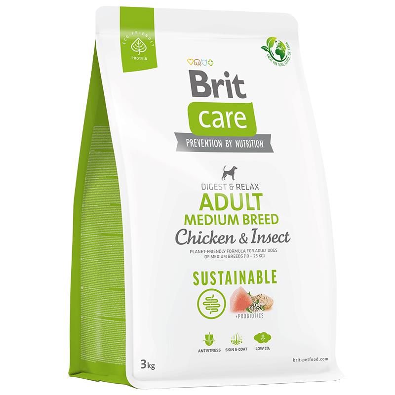 Brit Care Digest & Relax Tavuklu Larva Proteinli Orta Irk Yetişkin Köpek Maması 3kg