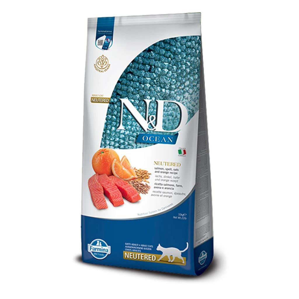 N&D Ocean Düşük Tahıllı Kısırlaştırılmış Somonlu ve Portakallı 10 kg Yetişkin Kedi Maması