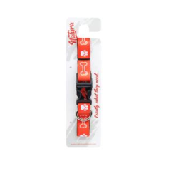 NATURA KÖPEK BOYUN TASMASI M / L - PATİ VE KEMİK KIRMIZI