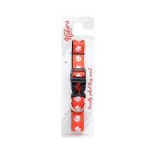NATURA KÖPEK BOYUN TASMASI M / L - PATİ DESENLİ KIRMIZI