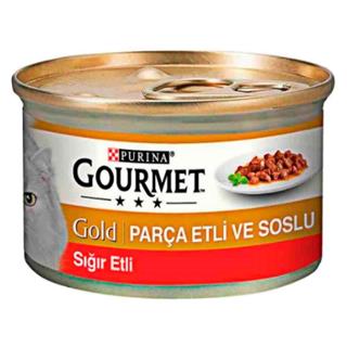 Gourmet Gold Parça Etli, Sığır Etli 85gr Yaş Kedi Konservesi