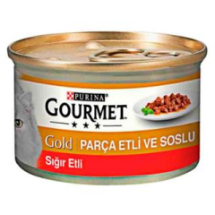 Gourmet Gold Parça Etli, Sığır Etli 85gr Yaş Kedi Konservesi