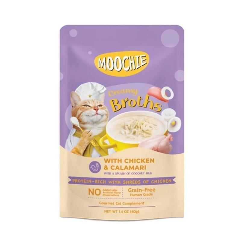 Moochie Parça Tavuk Ve Kalamarlı Tahılsız Kedi Çorbası 40gr