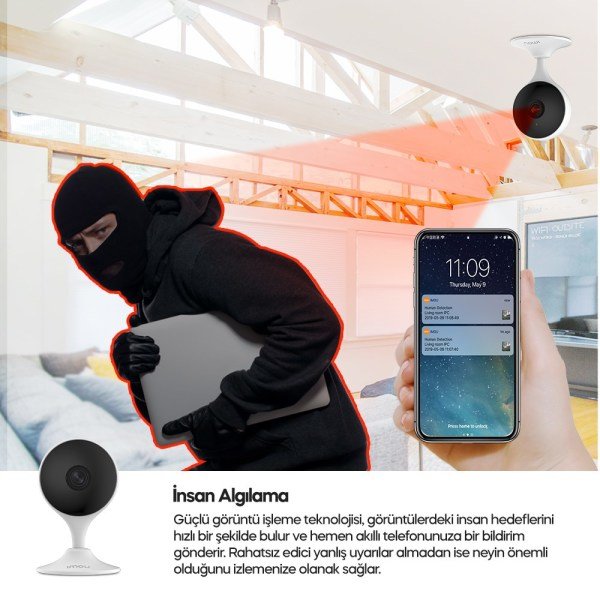 Imou Smart Cue 2 C22E Dahili Siren ve Ses Alarmlı Kızılötesi Gece Görüşlü IP Kamera HD 1080P