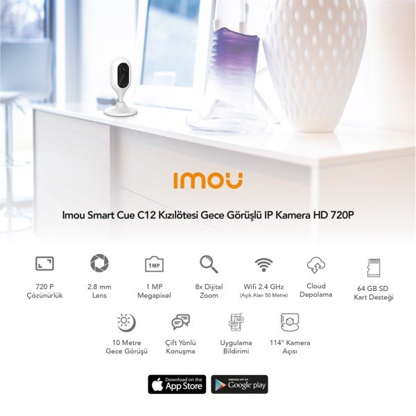 Imou Smart Cue C12 Kızılötesi Gece Görüşlü IP Kamera HD 720P
