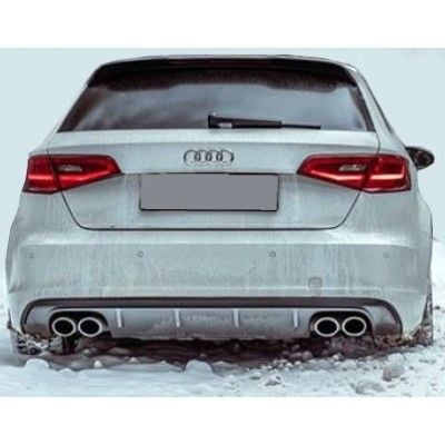 Audi A3 8V HB 2012 - 2016 S3 Arka Tampon Eki - Difüzör (Plastik)